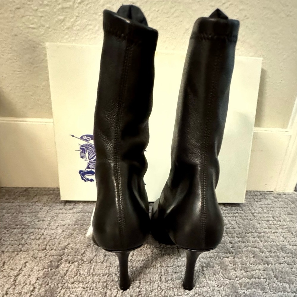 BURBERRY | PRICE FIRM💲💥
Black Leather Peep Boots 
Women’s EU 37.5 - Picture 8 of 16